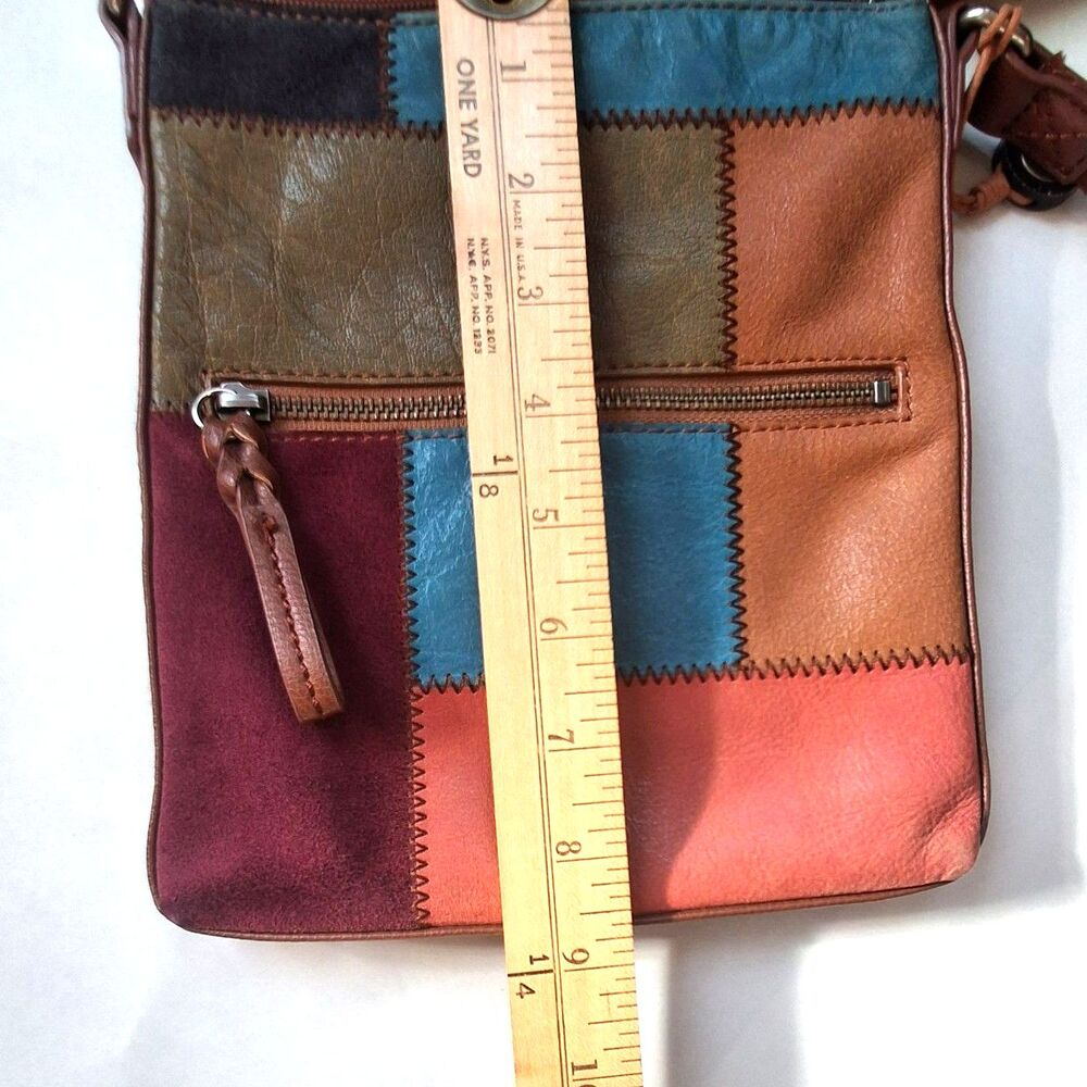 The Sak Vintage Patchwork Leather Crossbody Bag Multi Color Boho Hipster Hippie - Picture 12 of 12